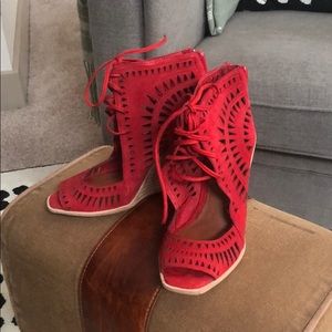 Jeffrey Campbell Free People Rodillo Red Suede